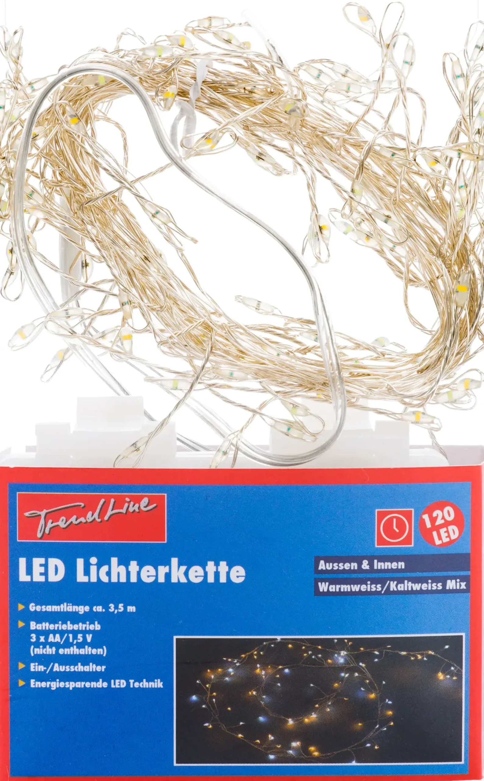 TrendLine LED Lichterkette 120 LED, warmweiß/kaltweiß