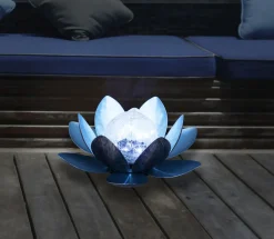 TrendLine LED Solarleuchte Seerose silber mit Glaskugel