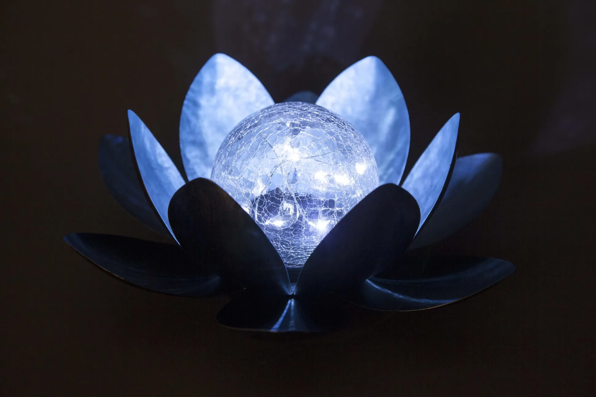 TrendLine LED Solarleuchte Seerose silber mit Glaskugel