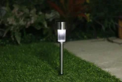 TrendLine LED Solarleuchte 4er Set Edelstahl, 33 cm, neutralweiß