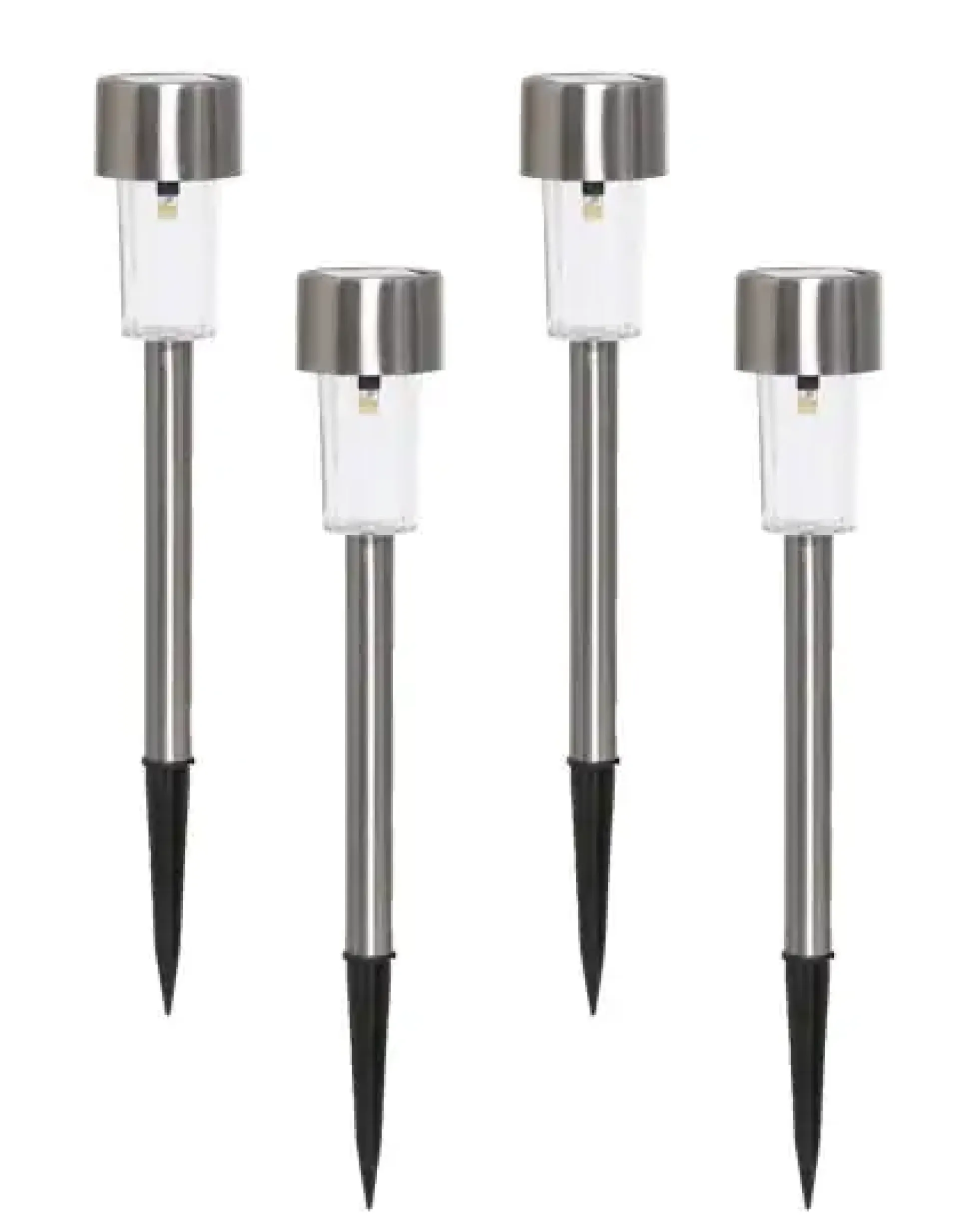 TrendLine LED Solarleuchte 4er Set Edelstahl, 33 cm, neutralweiß