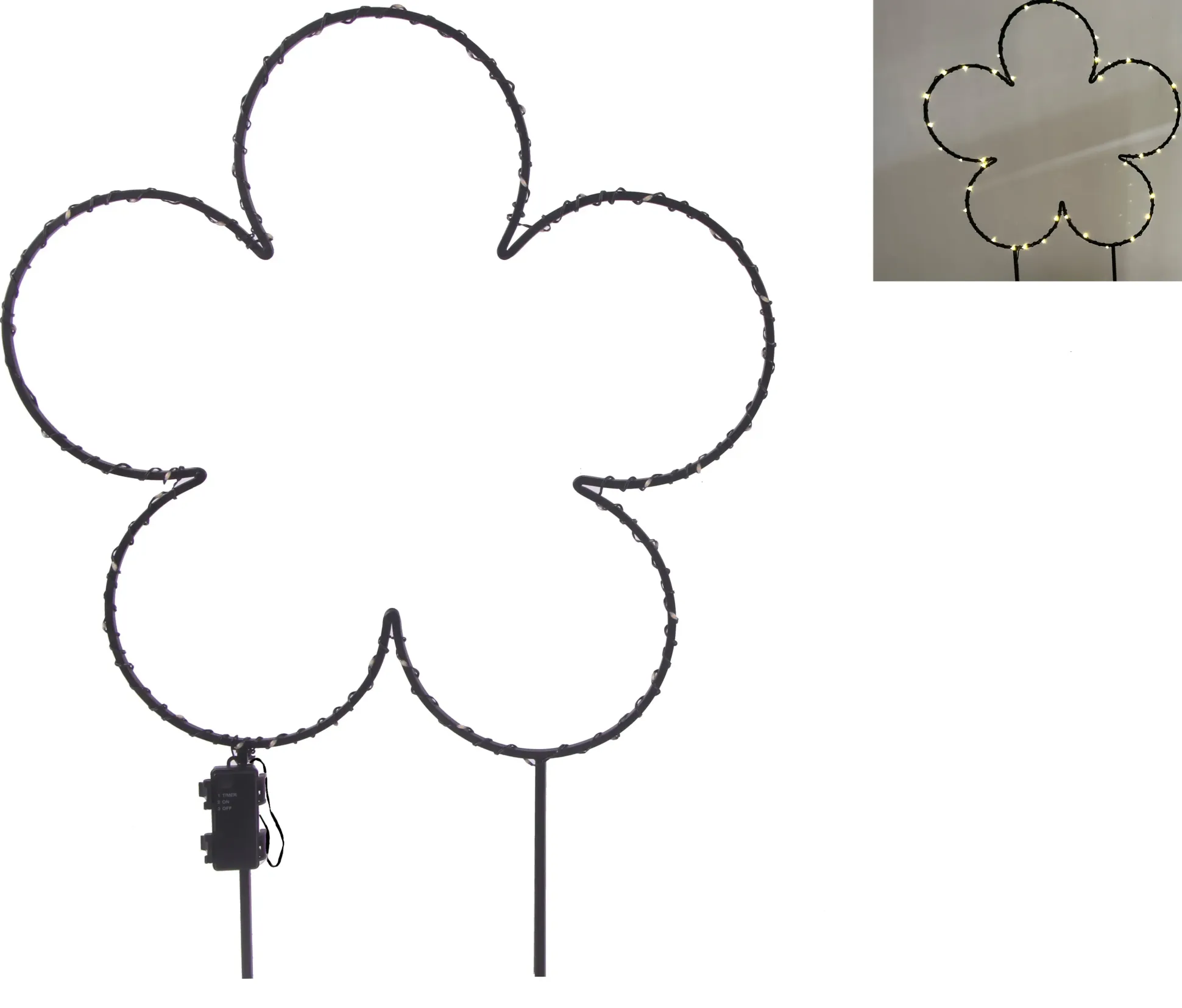 TrendLine LED-Stecker Blüte Eisen 82 x 59 cm schwarz warmweiß