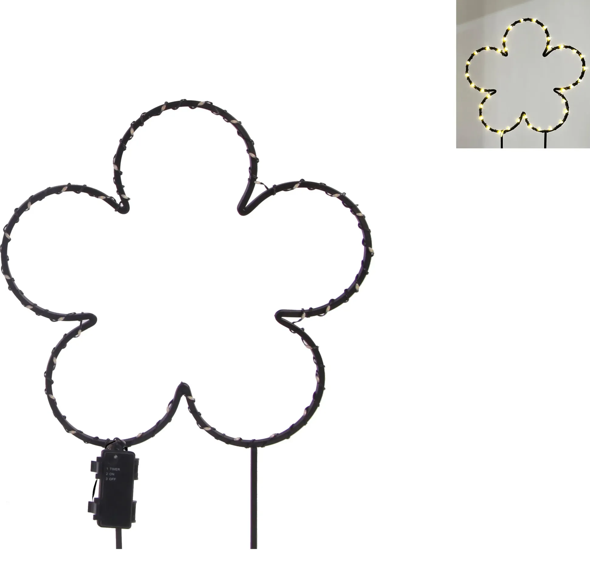 TrendLine LED-Stecker Blüte Eisen 58 x 39 cm schwarz warmweiß