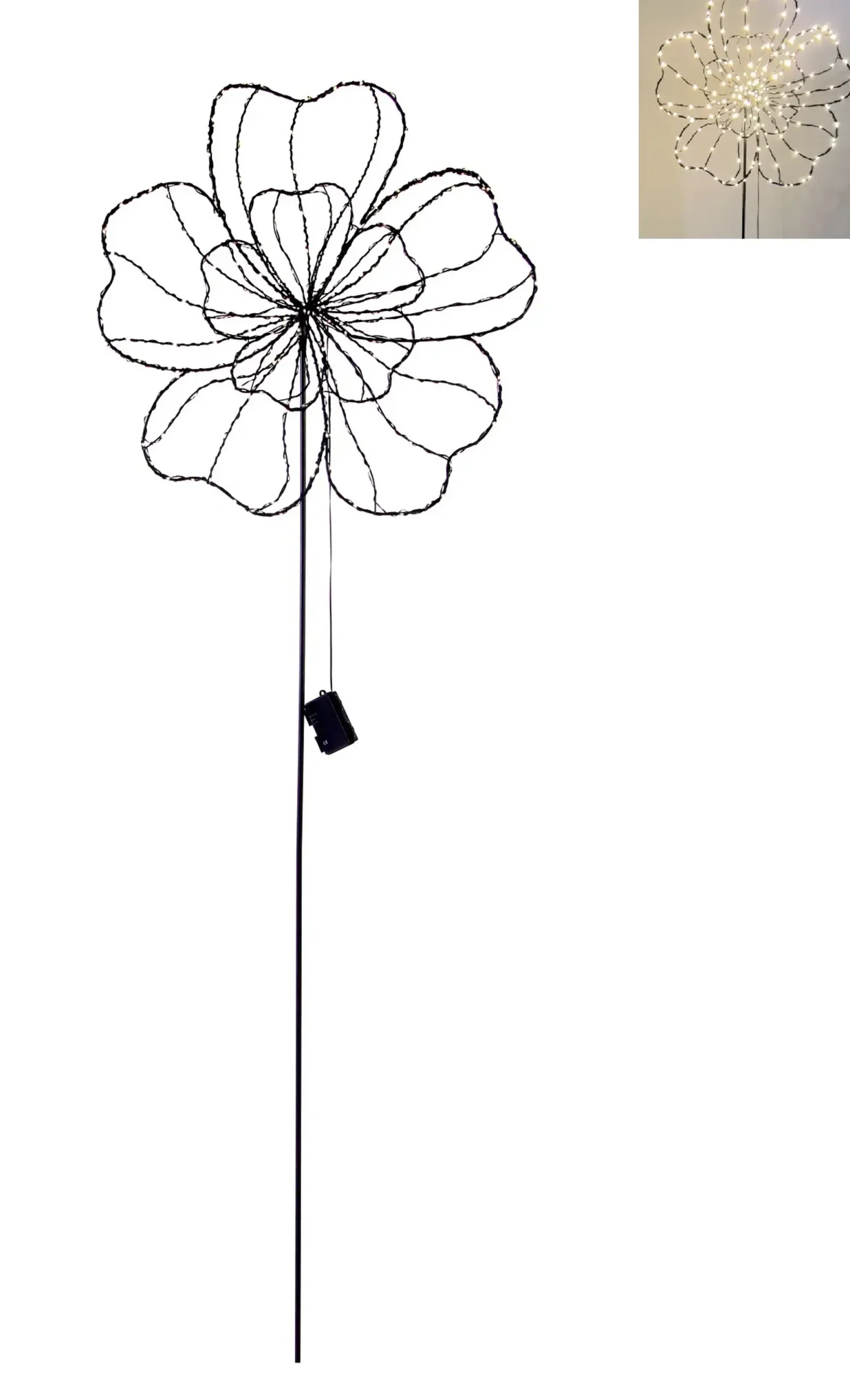 TrendLine LED-Stecker Blume Eisen 151 x 61 cm schwarz warmweiß