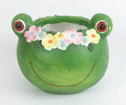 TrendLine Pflanztopf Polyresin Frosch 18 x 17 x 21 cm grün