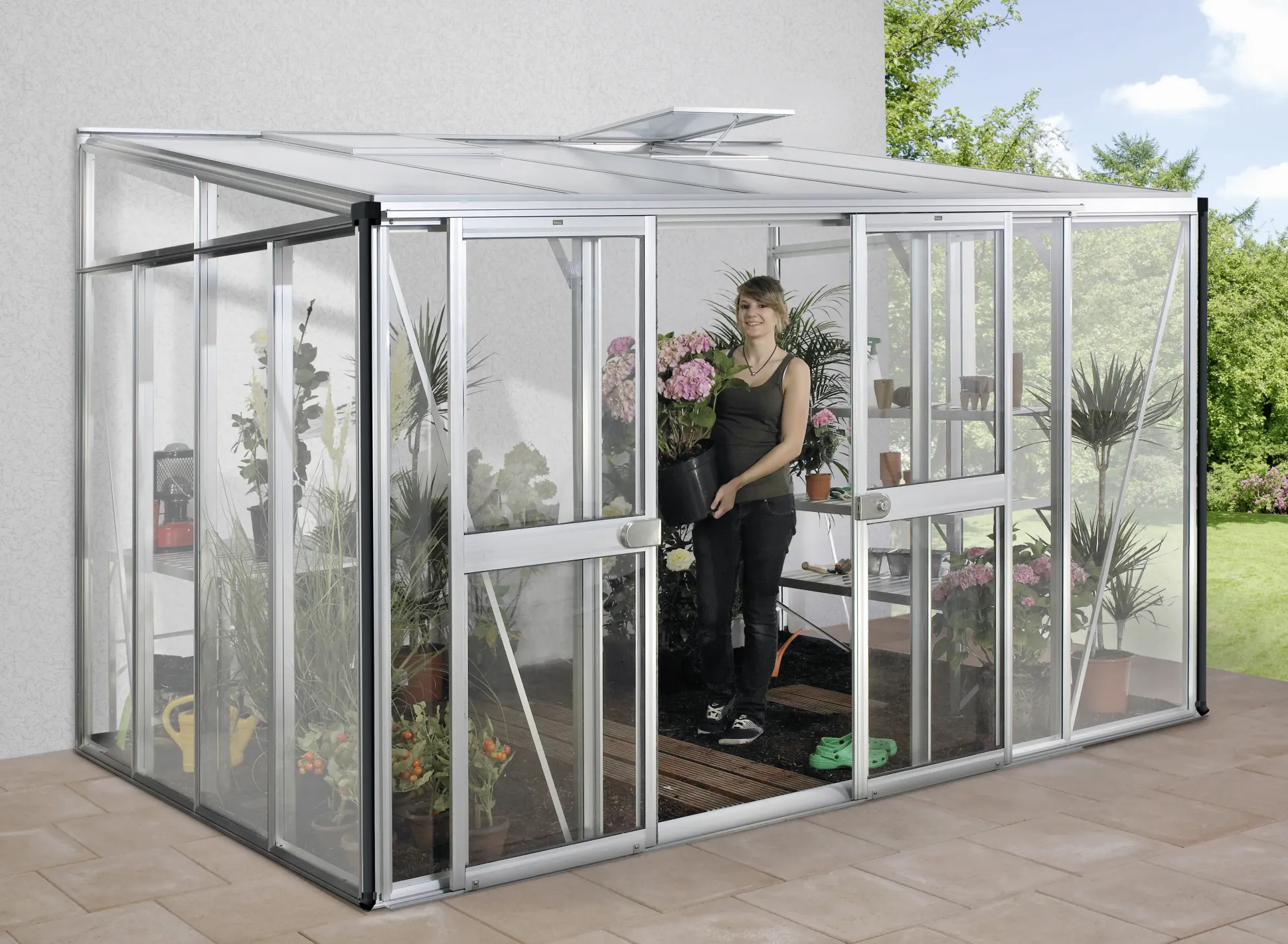 Vitavia Anlehngewächshaus Nachrüstset Helena 8600 aluminium 3 mm Sicherheitsglas