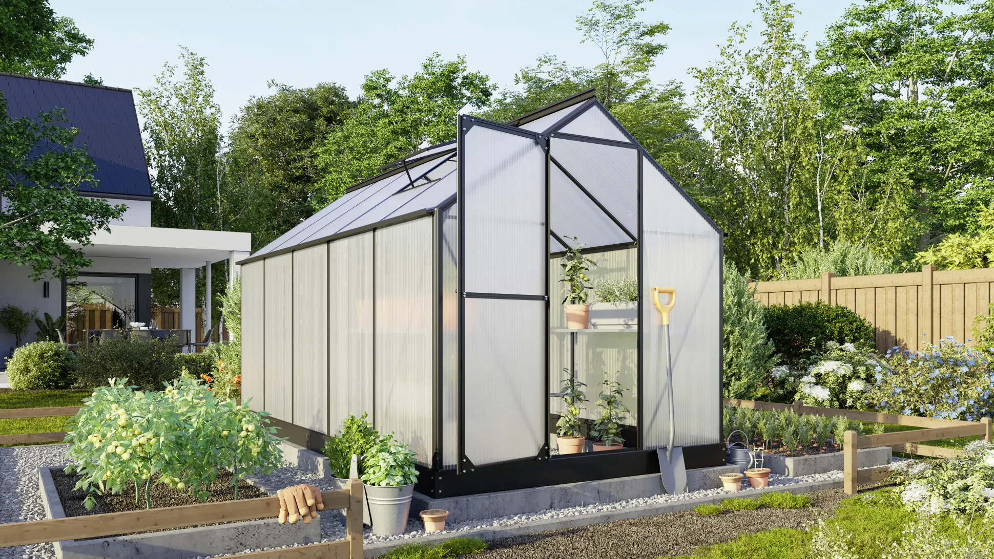 Vitavia Gewächshaus Eos 7500 HKP 4 mm schwarz 377 x 197 cm