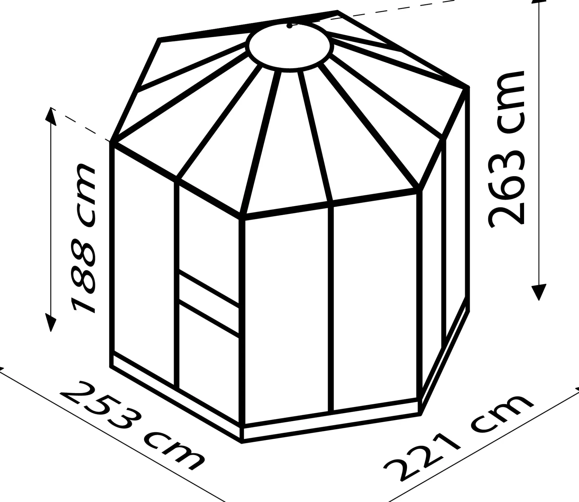 Vitavia Gewächshaus Juno 4500 253 x 221 cm 3 mm ESG