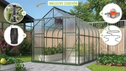 Vitavia Gewächshaus-Set Dione 8300 HKP 4 mm smaragd 254 x 316 cm