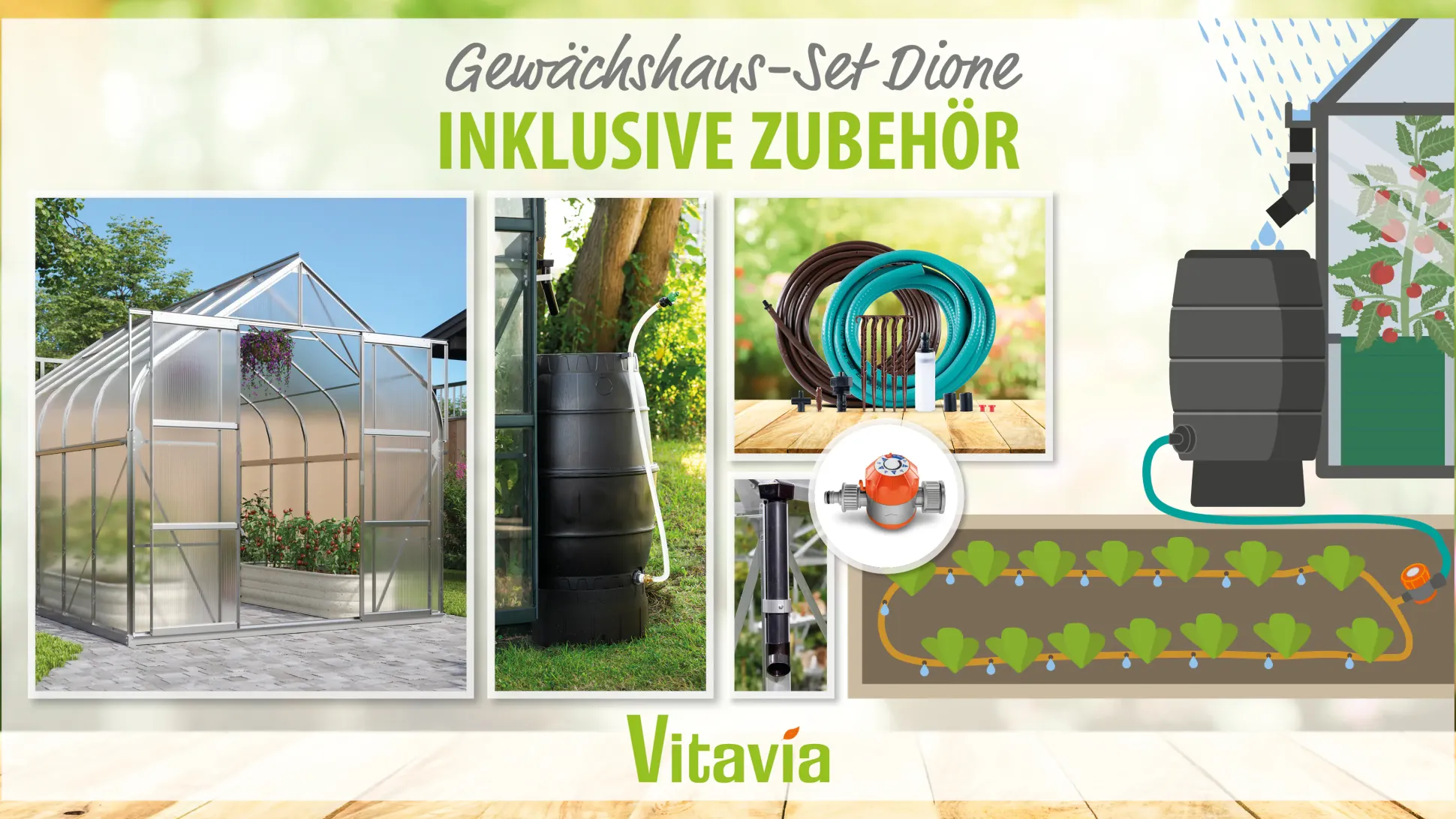 Vitavia Gewächshaus-Set Dione 9900 HKP 4 mm alu 254 x 378 cm