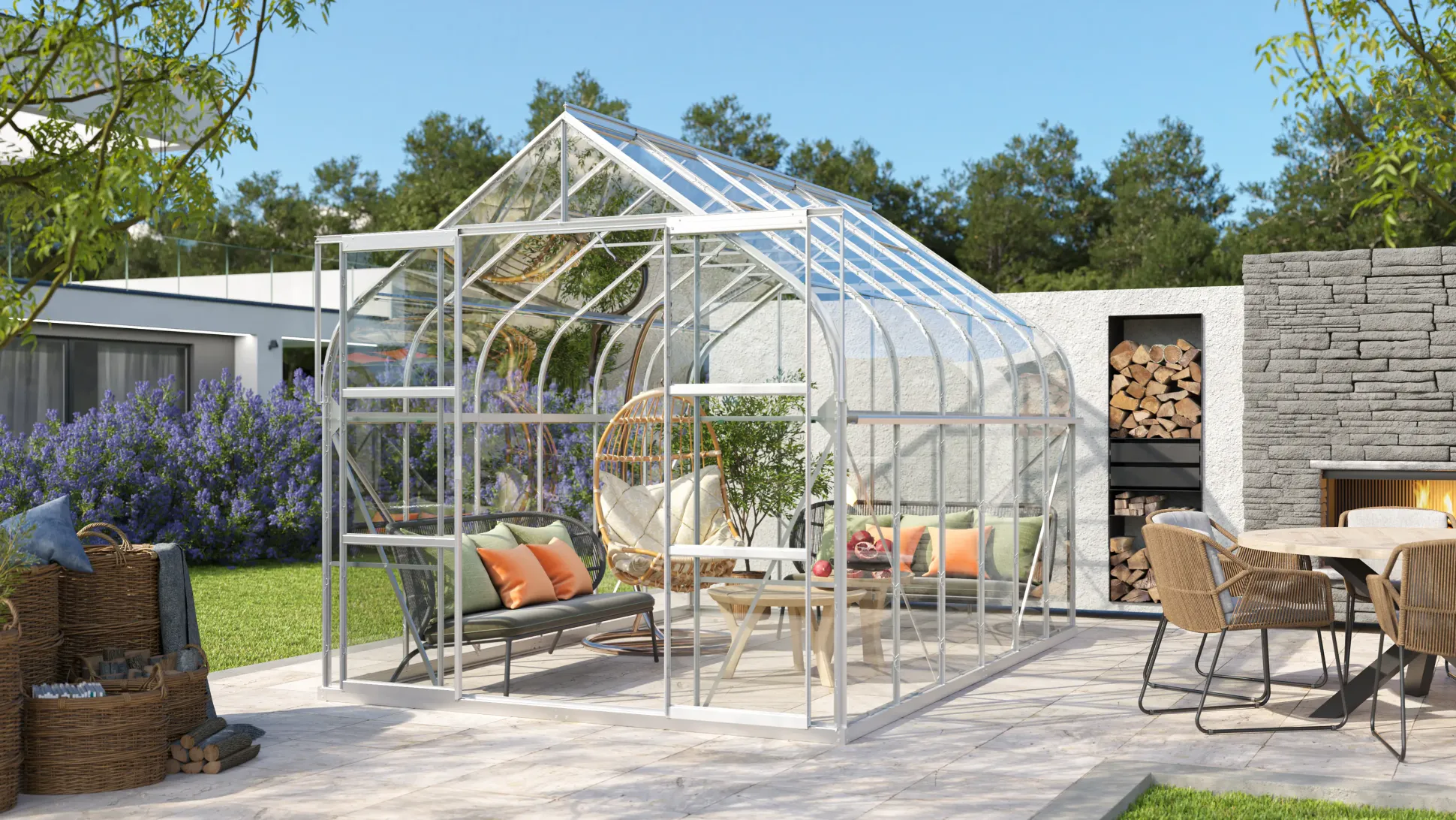 Vitavia Gewächshaus-Set Dione 9900 ESG 3 mm alu 254 x 379 cm