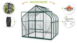 Vitavia Gewächshaus-Set Dione 6700 ESG 3 mm smaragd 254 x 254 cm