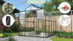 Vitavia Gewächshaus-Set Dione 6700 ESG 3 mm smaragd 254 x 254 cm