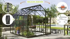 Vitavia Gewächshaus-Set Dione 8300 ESG 3 mm schwarz 254 x 317 cm