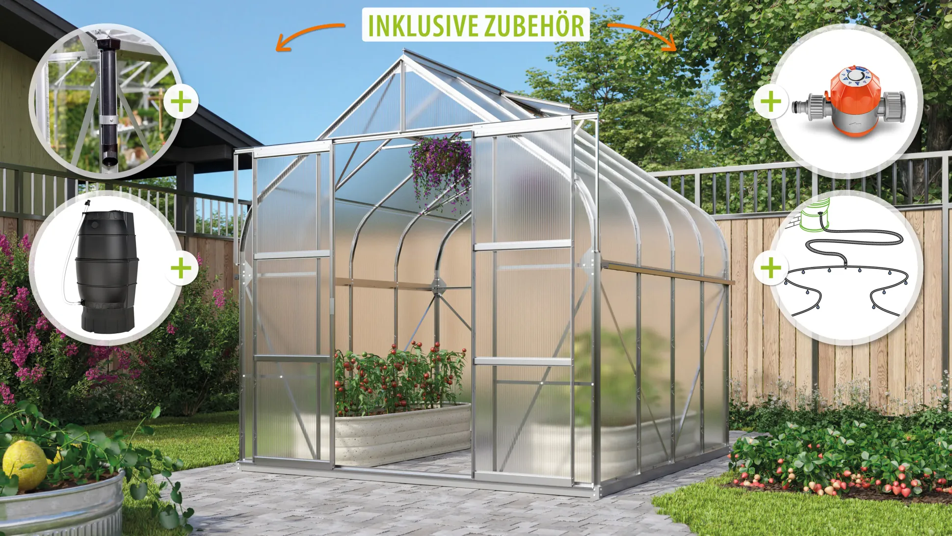 Vitavia Gewächshaus-Set Dione 6700 HKP 4 mm alu 254 x 254 cm