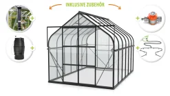 Vitavia Gewächshaus-Set Dione 9900 ESG 3 mm schwarz 254 x 379 cm