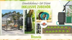 Vitavia Gewächshaus-Set Dione 9900 ESG 3 mm schwarz 254 x 379 cm