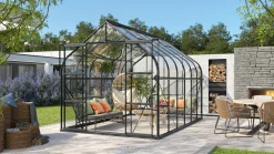 Vitavia Gewächshaus-Set Dione 9900 ESG 3 mm schwarz 254 x 379 cm