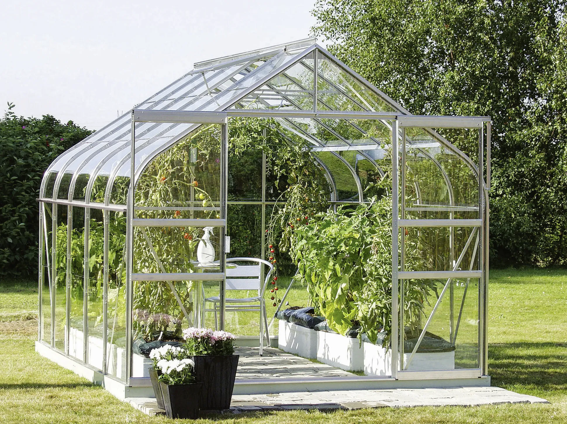 Vitavia Gewächshaus-Set Dione 8300 ESG 3 mm alu 254 x 317 cm