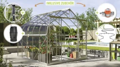 Vitavia Gewächshaus-Set Dione 8300 ESG 3 mm alu 254 x 317 cm