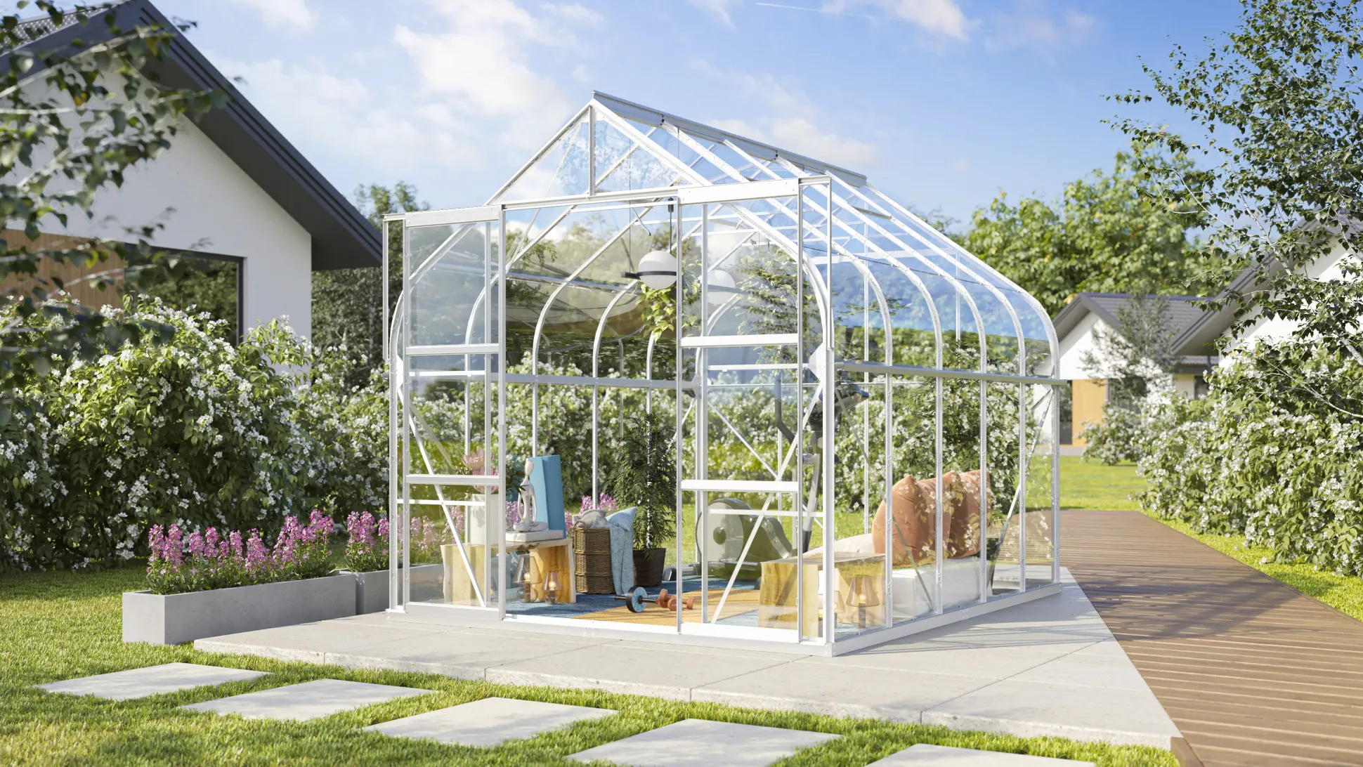 Vitavia Gewächshaus-Set Dione 8300 ESG 3 mm alu 254 x 317 cm