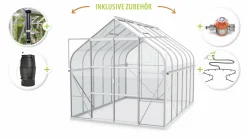 Vitavia Gewächshaus-Set Dione 8300 ESG 3 mm alu 254 x 317 cm