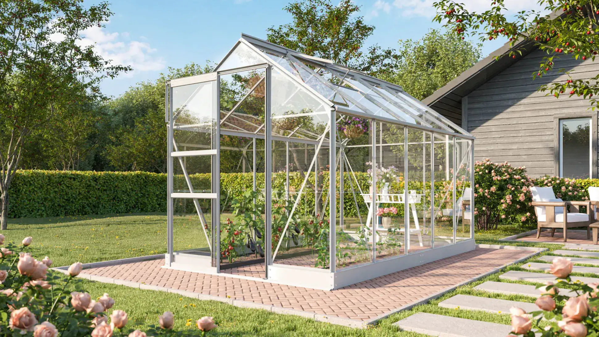 Vitavia Gewächshaus-Set Eris 6200 ESG 3 mm 194 x 325 cm