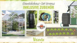 Vitavia Gewächshaus-Set Uranus 6700 ESG 3 mm alu 254 x 254 cm