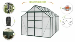 Vitavia Gewächshaus-Set Uranus 9900 HKP 6 mm smaragd 254 x 379 cm