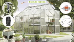 Vitavia Gewächshaus-Set Uranus 8300 HKP 4 mm alu 254 x 317 cm