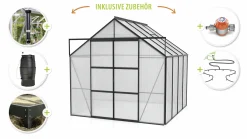 Vitavia Gewächshaus-Set Uranus 6700 HKP 4 mm schwarz 254 x 254 cm