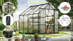 Vitavia Gewächshaus-Set Uranus 6700 HKP 6 mm schwarz 254 x 254 cm
