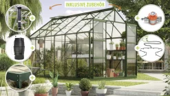 Vitavia Gewächshaus-Set Uranus 9900 ESG 3 mm smaragd 254 x 379 cm