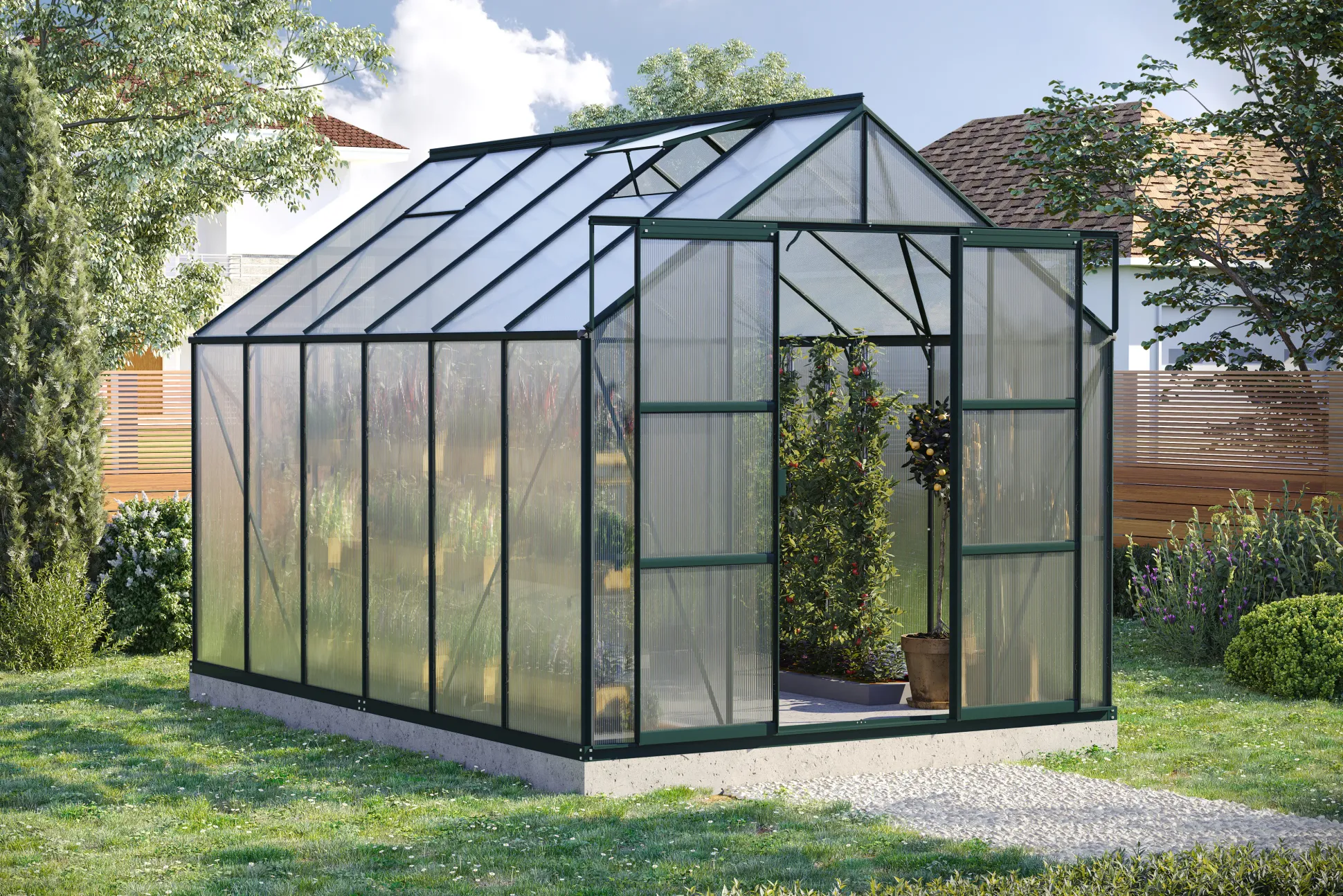 Vitavia Gewächshaus-Set Uranus 9900 HKP 4 mm smaragd 254 x 379 cm