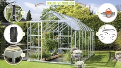 Vitavia Gewächshaus-Set Uranus 11500 ESG 3 mm alu 254 x 441 cm