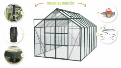 Vitavia Gewächshaus-Set Uranus 11500 ESG 3 mm smaragd 254 x 441 cm