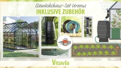 Vitavia Gewächshaus-Set Uranus 11500 ESG 3 mm smaragd 254 x 441 cm