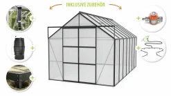 Vitavia Gewächshaus-Set Uranus 11500 HKP 6 mm schwarz 254 x 441 cm