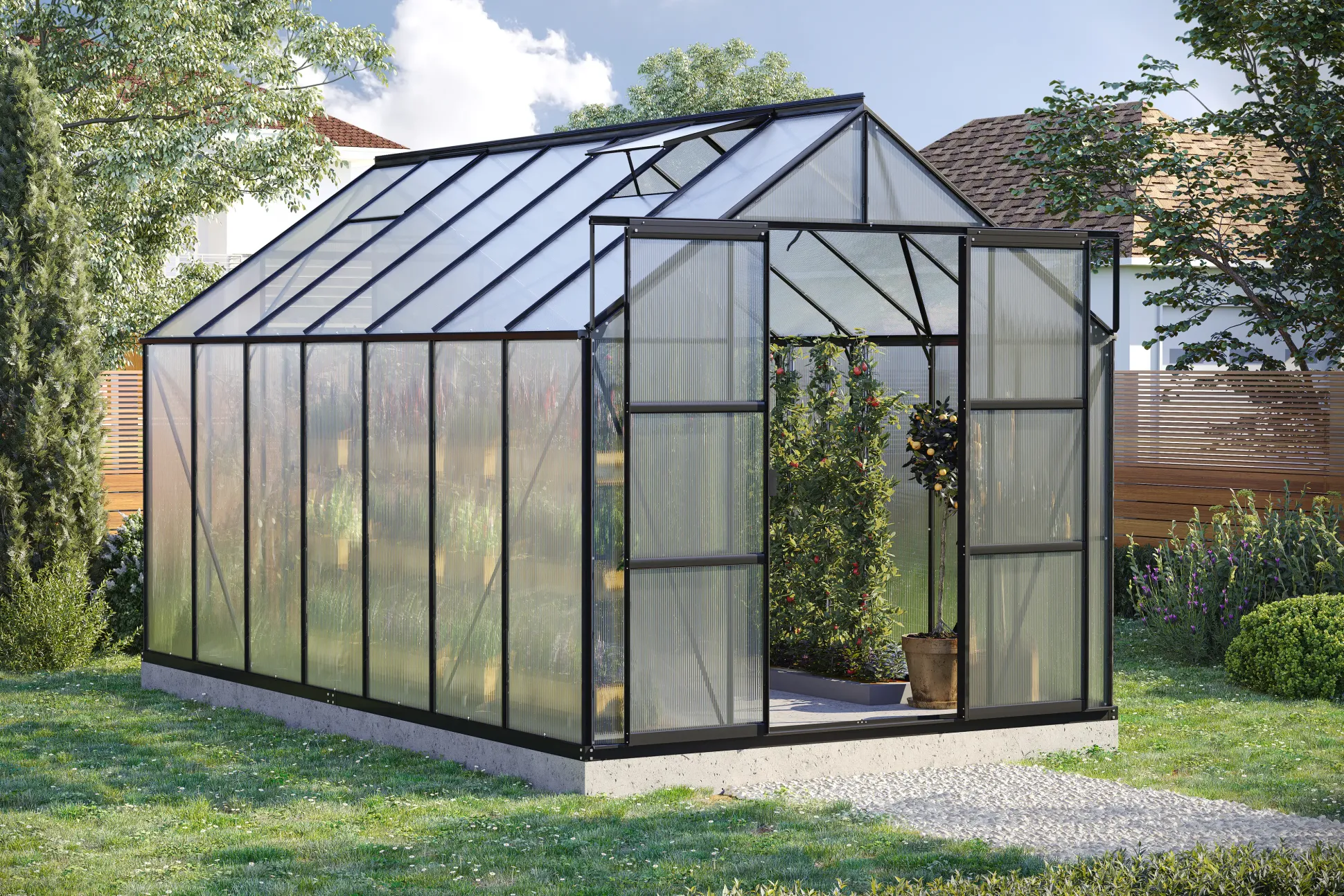 Vitavia Gewächshaus-Set Uranus 11500 HKP 6 mm schwarz 254 x 441 cm
