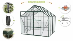 Vitavia Gewächshaus-Set Uranus 6700 ESG 3 mm smaragd 254 x 254 cm