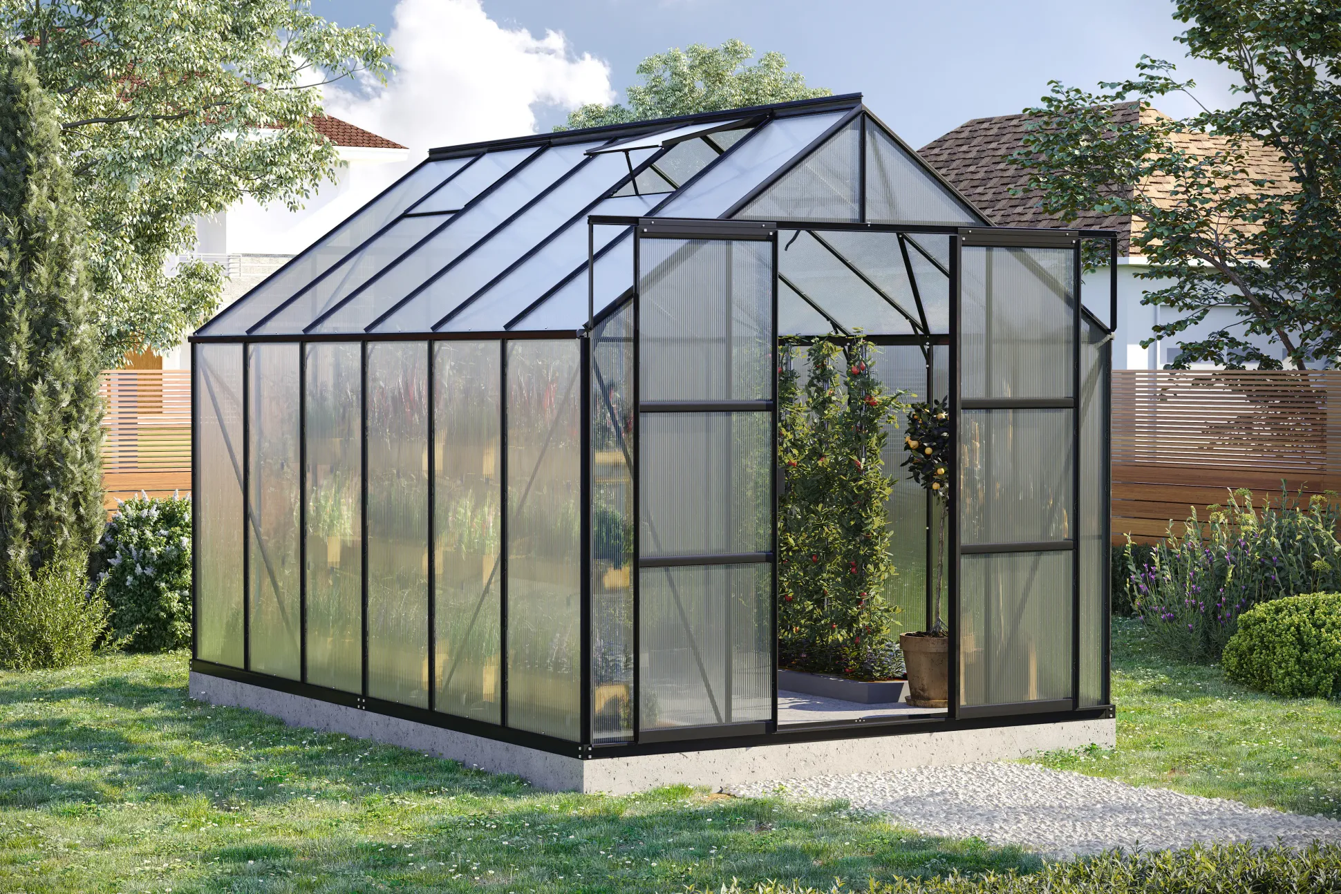 Vitavia Gewächshaus-Set Uranus 9900 HKP 6 mm schwarz 254 x 379 cm