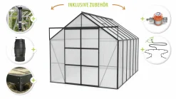 Vitavia Gewächshaus-Set Uranus 9900 HKP 6 mm schwarz 254 x 379 cm