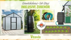Vitavia Gewächshaus-Set Zeus 6200 HKP 10 mm schwarz 266 x 249 cm
