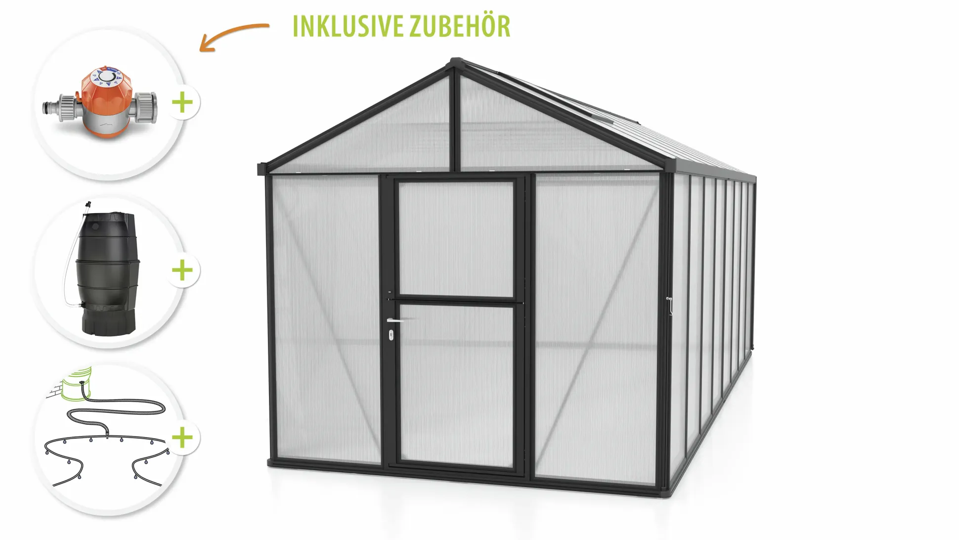 Vitavia Gewächshaus-Set Zeus 15700 HKP 16 mm schwarz 266 x 621 cm