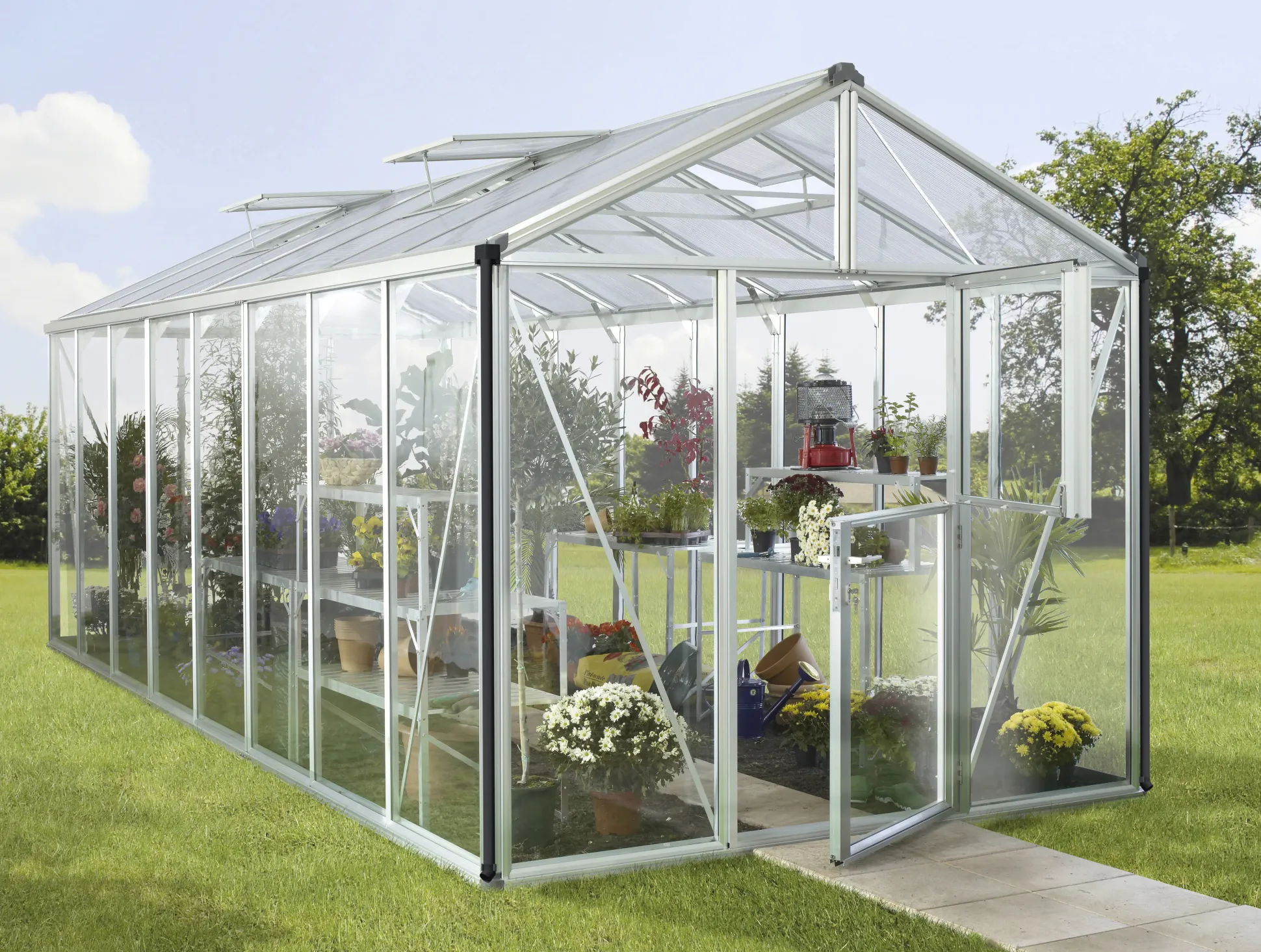 Vitavia Gewächshaus-Set Zeus 15700 ESG/HKP alu 266 x 621 cm