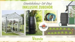 Vitavia Gewächshaus-Set Zeus 15700 ESG/HKP alu 266 x 621 cm