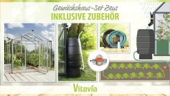 Vitavia Gewächshaus-Set Zeus 6200 ESG/HKP alu 266 x 249 cm