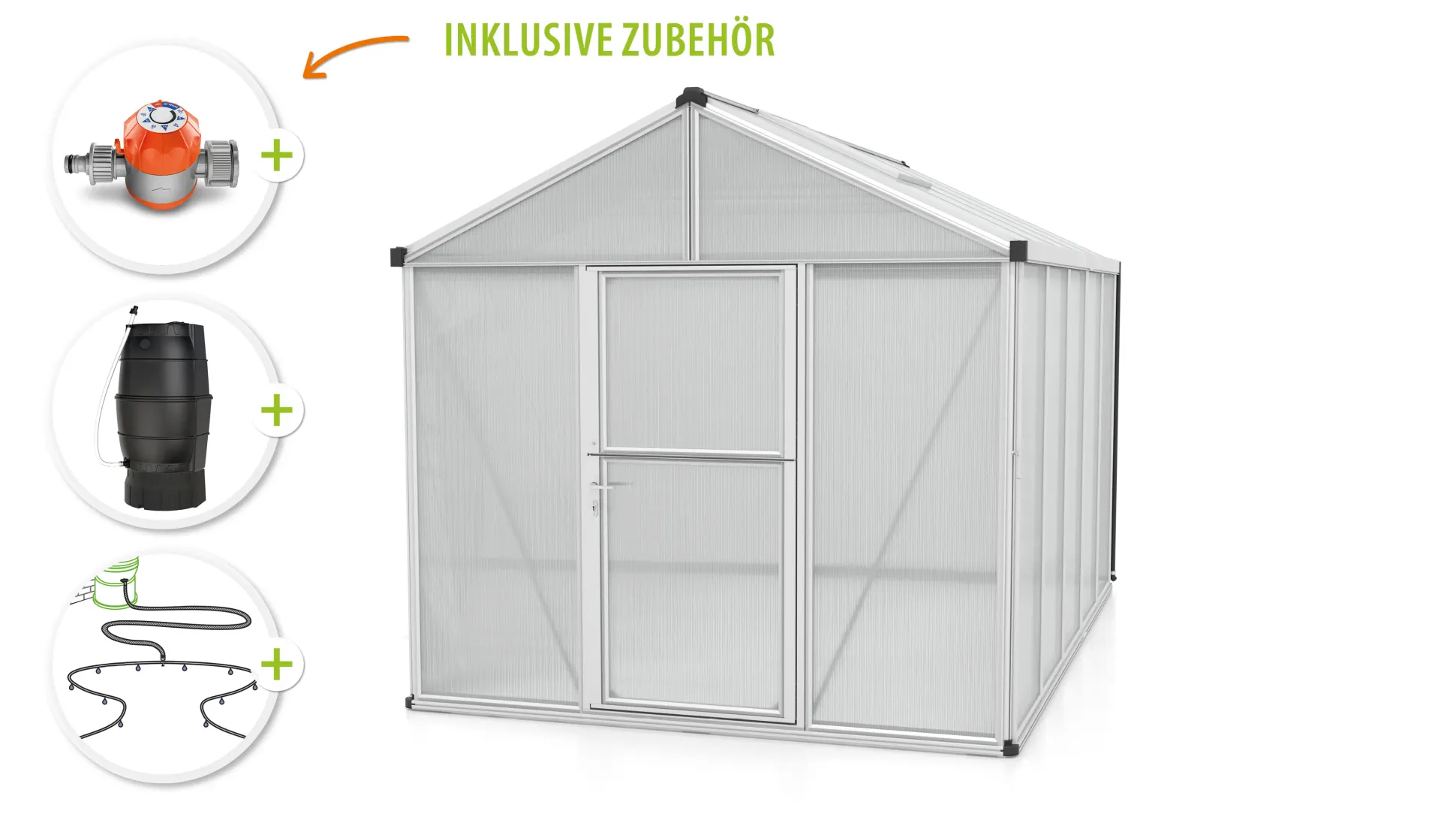 Vitavia Gewächshaus-Set Zeus 10000 HKP 10 mm alu 266 x 398 cm