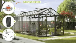 Vitavia Gewächshaus-Set Zeus 15700 ESG/HKP schwarz 266 x 621 cm
