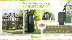 Vitavia Gewächshaus-Set Zeus 15700 ESG/HKP schwarz 266 x 621 cm